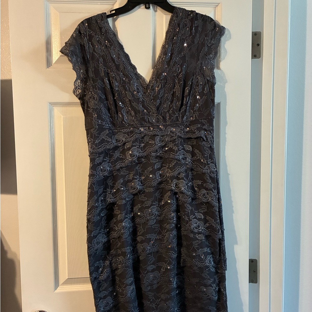 JS Collections Charcoal Lace Cocktail Dress